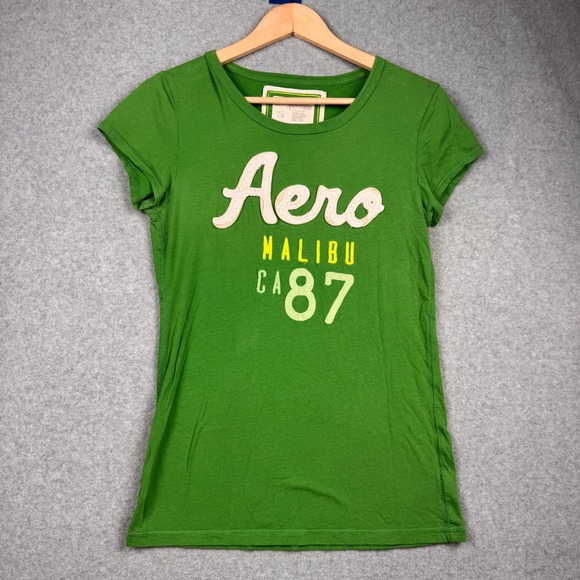 Aeropostale Tops - Vintage Aeropostale T‎ Shirt Womens Large Green Y2K Spellout Graphic Tee Preppy